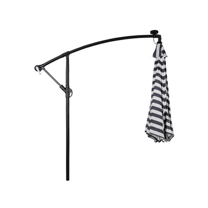 Parasol de terrasse à éclairage solaire de 3 mètres avec pied de support.