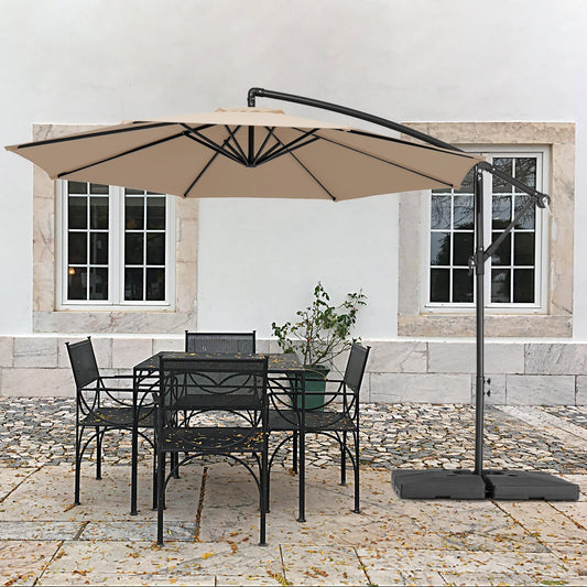 Parasol cantilever en acier de 3 mètres avec levier de manivelle et base lestée