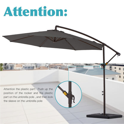 Parasol cantilever en acier de 3 mètres avec levier de manivelle et base lestée