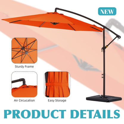 Parasol cantilever en acier de 3 mètres avec levier de manivelle et base lestée