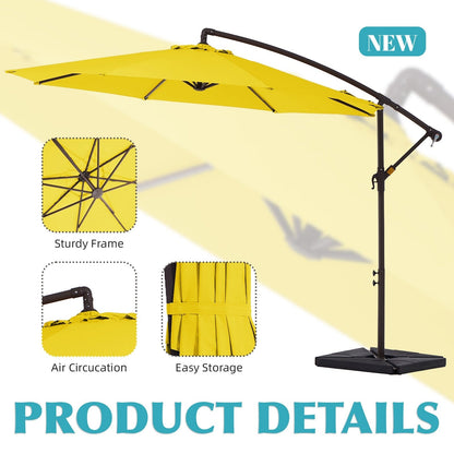 Parasol cantilever en acier de 3 mètres avec levier de manivelle et base lestée