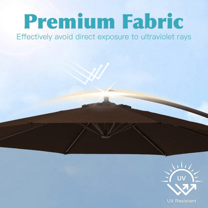 Parasol cantilever en acier de 3 mètres avec levier de manivelle et base lestée