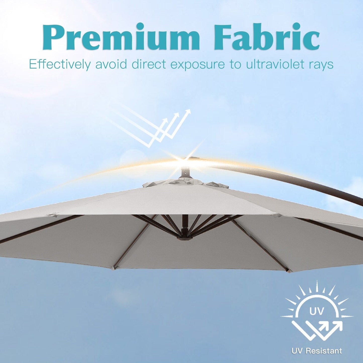 Parasol cantilever en acier de 3 mètres avec levier de manivelle et base lestée