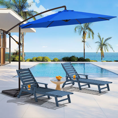 Parasol cantilever en acier de 3 mètres avec levier de manivelle et base lestée