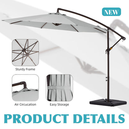 Parasol cantilever en acier de 3 mètres avec levier de manivelle et base lestée