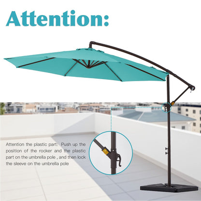 Parasol cantilever en acier de 3 mètres avec levier de manivelle et base lestée