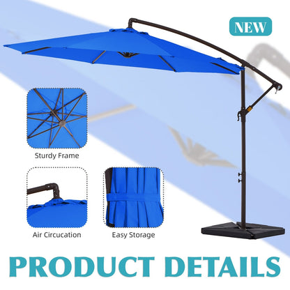 Parasol cantilever en acier de 3 mètres avec levier de manivelle et base lestée