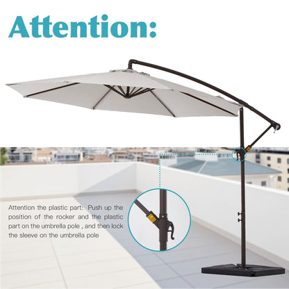 Parasol cantilever en acier de 3 mètres avec levier de manivelle et base lestée