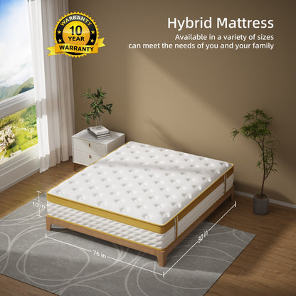 Matelas hybride à ressorts et mousse à mémoire de forme de 25 cm (10 pouces)