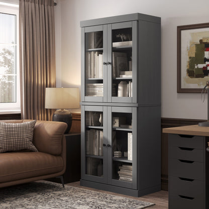 Étagère à livres 6 niveaux en bois massif 100 % avec portes en option de Palace Imports