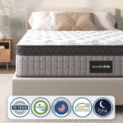 Assemblé aux États-Unis - Matelas hybride 10 Diamond avec ressorts ensachés et mousse à mémoire de forme au gel rafraîchissant