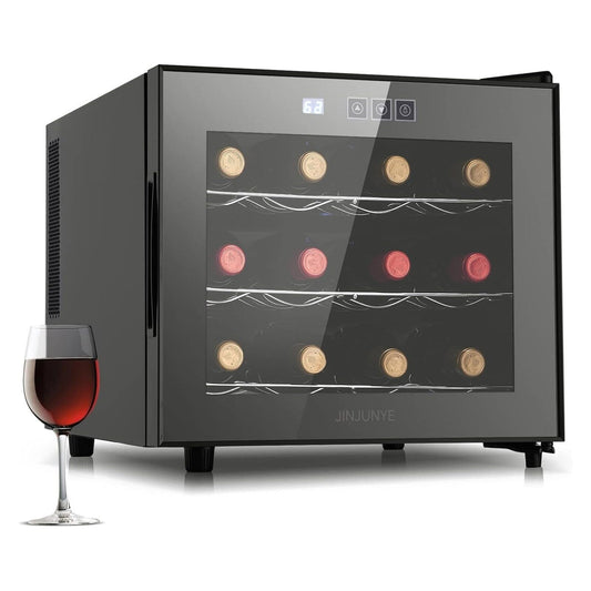 Réfrigérateur à vin 12 bouteilles, mini cave à vin (54-66°F), cave à vin de comptoir avec contrôle numérique de la température