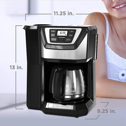Machine à café avec broyeur intégré, 12 tasses, CM5000B, programmable 24 heures, fonction "une tasse furtive", filtre permanent lavable.