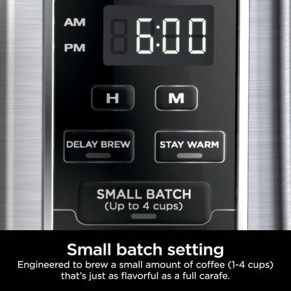 Cafetière programmable 12 tasses, 2 modes de préparation, plaque chauffante réglable, réservoir de 60 oz, fonction de préparation différée, acier inoxydable noir.