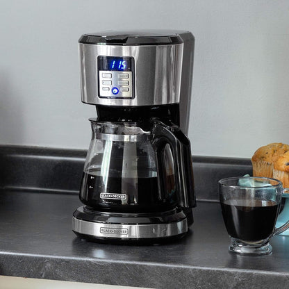 Machine à café programmable 12 tasses, technologie de brassage Vortex, noir