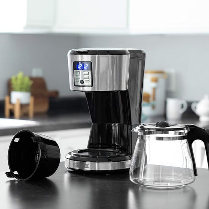 Machine à café programmable 12 tasses, technologie de brassage Vortex, noir