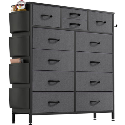 Commode 12 tiroirs, commode haute en tissu pour chambre à coucher, coffre à tiroirs