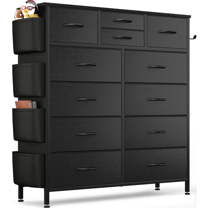 Commode 12 tiroirs, commode haute en tissu pour chambre à coucher, coffre à tiroirs