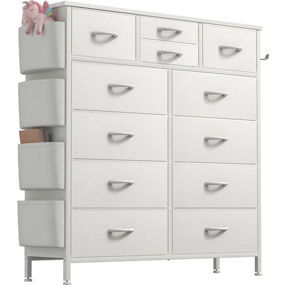 Commode 12 tiroirs, commode haute en tissu pour chambre à coucher, coffre à tiroirs