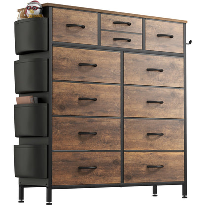 Commode 12 tiroirs, commode haute en tissu pour chambre à coucher, coffre à tiroirs