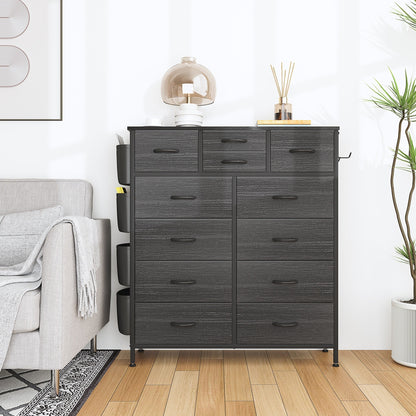 Commode 12 tiroirs, commode haute en tissu pour chambre à coucher, coffre à tiroirs