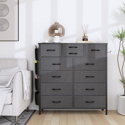 Commode 12 tiroirs, commode haute en tissu pour chambre à coucher, coffre à tiroirs