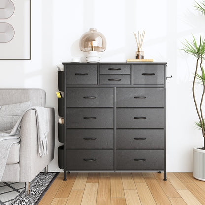 Commode 12 tiroirs, commode haute en tissu pour chambre à coucher, coffre à tiroirs