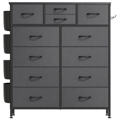 Commode 12 tiroirs, commode haute en tissu pour chambre à coucher, coffre à tiroirs
