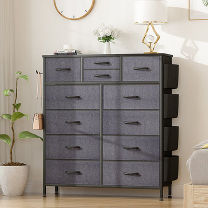 Commode 12 tiroirs, commode haute en tissu pour chambre à coucher, coffre à tiroirs