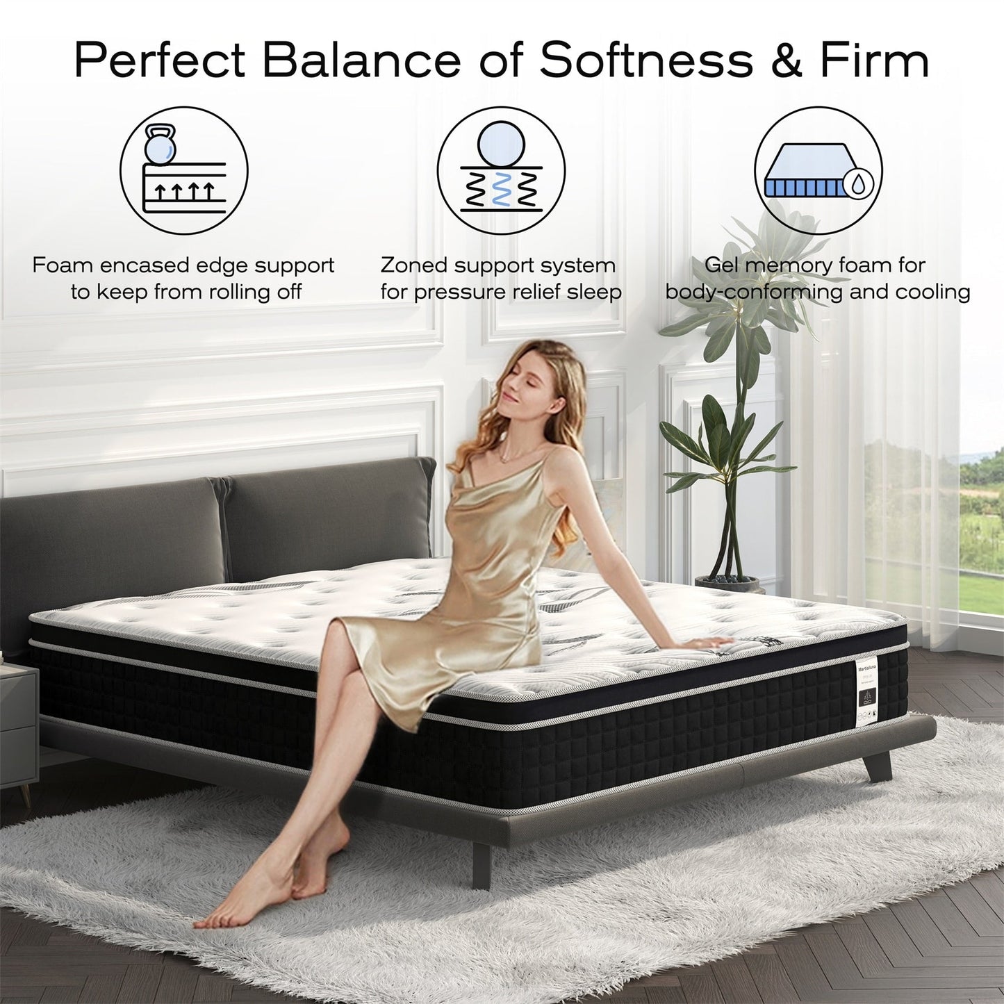 Matelas hybride en mousse à mémoire de forme avec gel, 30 cm d'épaisseur, livré dans une boîte