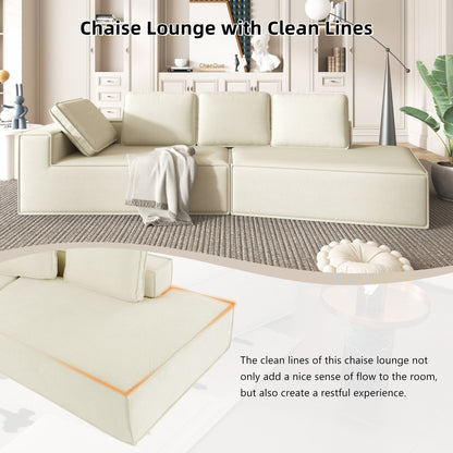 125 Chaise longue élégante, canapé-lit moderne pour intérieur, avec des lignes épurées pour le salon, beige.