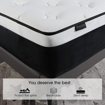 Matelas hybride à mémoire de forme moyenne, 12 pouces, livré dans une boîte