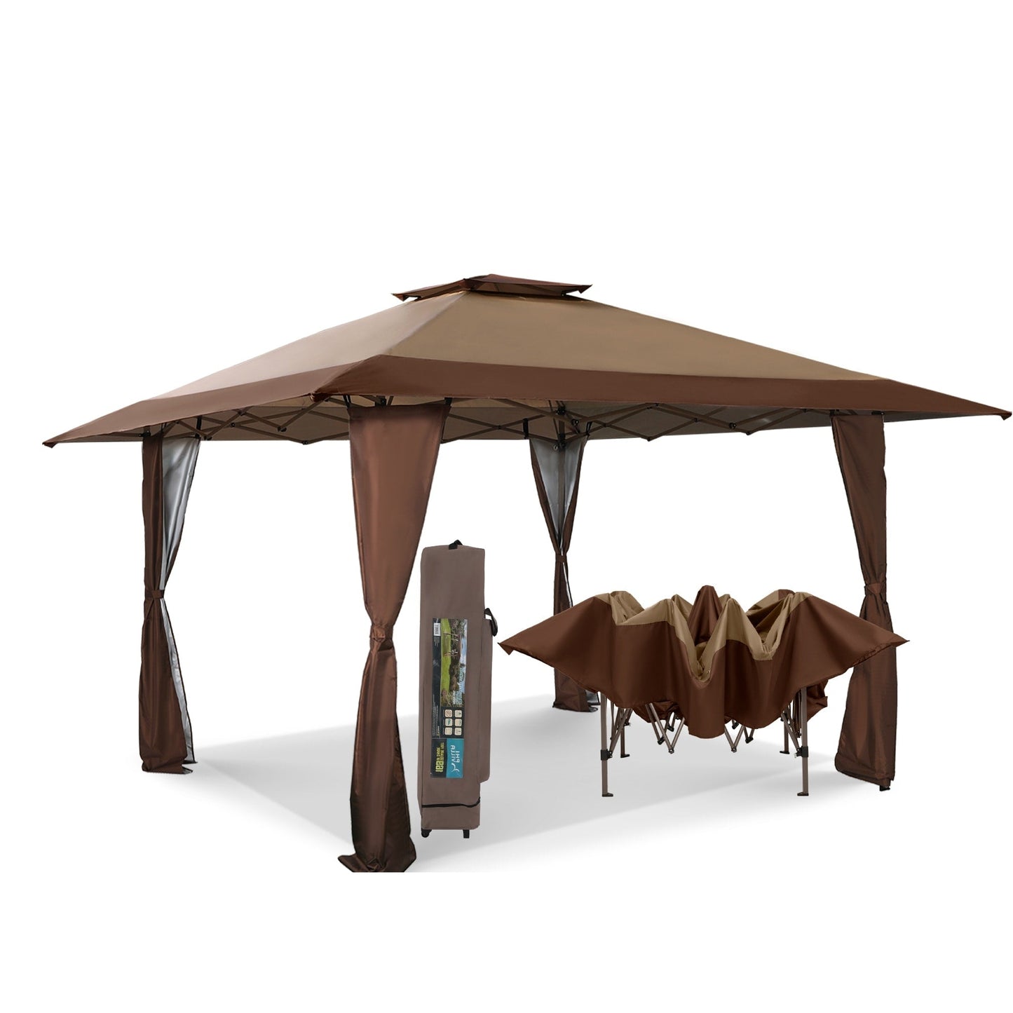 Caravane de jardin gonflable renforcée de 3,96 m x 3,96 m (13' x 13') avec élégant rideau d'angle - 13x13ft