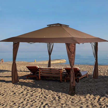 Caravane de jardin gonflable renforcée de 3,96 m x 3,96 m (13' x 13') avec élégant rideau d'angle - 13x13ft