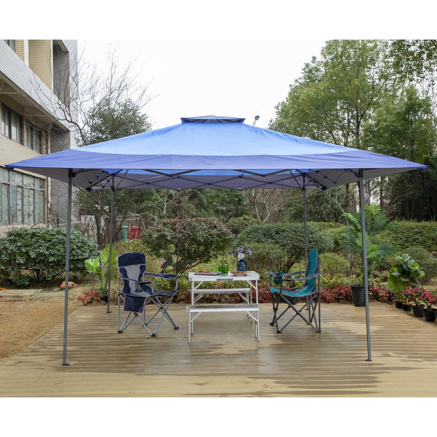 Caravane de jardin gonflable renforcée de 3,96 m x 3,96 m (13' x 13') avec élégant rideau d'angle - 13x13ft