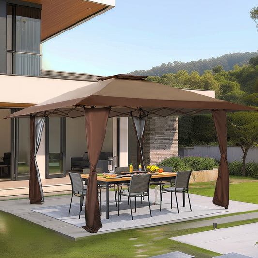 Caravane de jardin gonflable renforcée de 3,96 m x 3,96 m (13' x 13') avec élégant rideau d'angle - 13x13ft