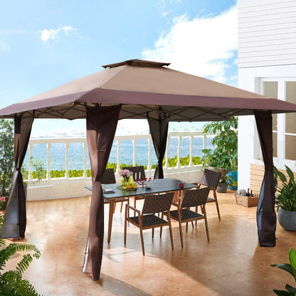 Caravane de jardin gonflable renforcée de 3,96 m x 3,96 m (13' x 13') avec élégant rideau d'angle - 13x13ft