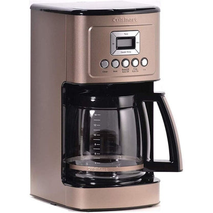 Cafetière automatique 14 tasses, carafe en verre, contrôle de la force du café, réglage 1 à 4 tasses, acier inoxydable brun foncé