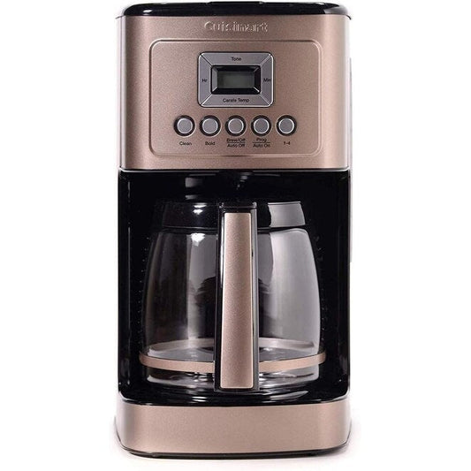 Cafetière automatique 14 tasses, carafe en verre, contrôle de la force du café, réglage 1 à 4 tasses, acier inoxydable brun foncé