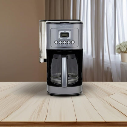 Machine à café automatique 14 tasses, carafe en verre, contrôle de la force du café, acier inoxydable couleur gris anthracite