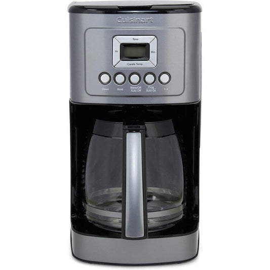 Machine à café automatique 14 tasses, carafe en verre, contrôle de la force du café, acier inoxydable couleur gris anthracite