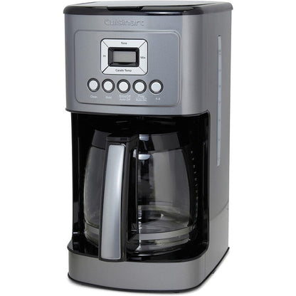 Machine à café automatique 14 tasses, carafe en verre, contrôle de la force du café, acier inoxydable couleur gris anthracite