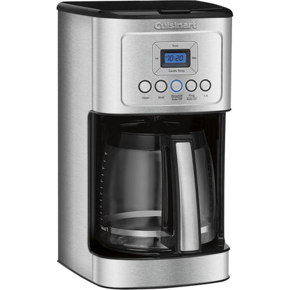 Cafetière 14 tasses en acier inoxydable, carafe en verre, entièrement automatique, contrôle de la force du café.