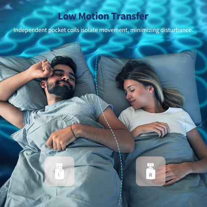 Matelas hybride 14 - Mousse à mémoire de forme au gel de charbon de bambou et ressorts ensachés à 7 zones, fermeté moyenne, essai de 100 nuits