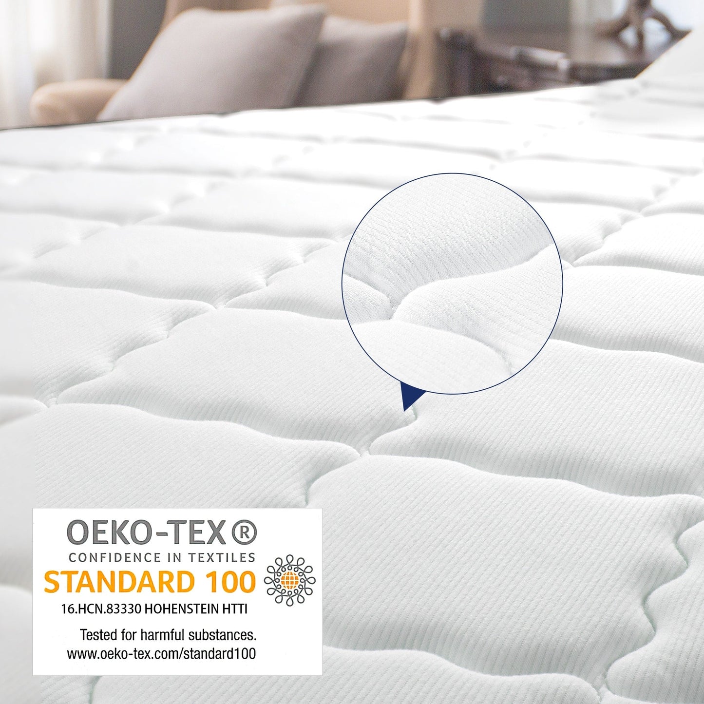 Matelas hybride 14 - Mousse à mémoire de forme au gel de charbon de bambou et ressorts ensachés à 7 zones, fermeté moyenne, essai de 100 nuits