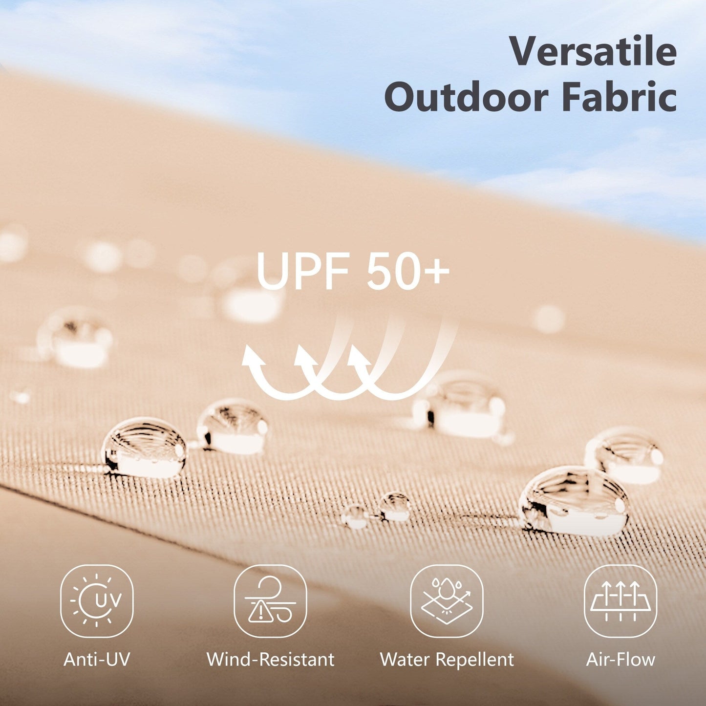 Parasol de jardin rectangulaire de 4,5 mètres à manivelle, double face, avec éclairage solaire LED, pour terrasse, avec socle inclus.