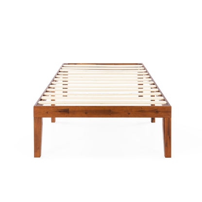 Cadre de lit plateforme en bois massif classique de 16 pouces, disponible en plusieurs finitions.
