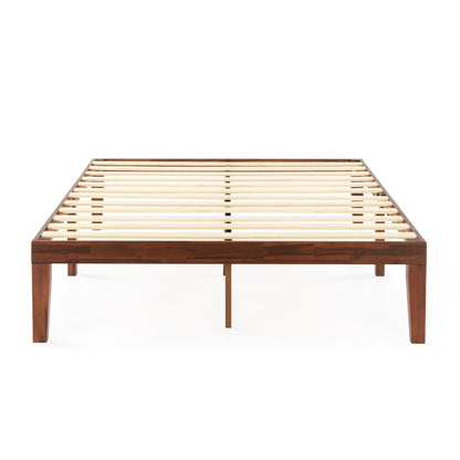 Cadre de lit plateforme en bois massif classique de 16 pouces, disponible en plusieurs finitions.