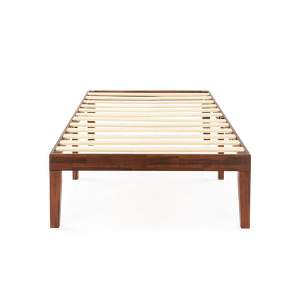 Cadre de lit plateforme en bois massif classique de 16 pouces, disponible en plusieurs finitions.