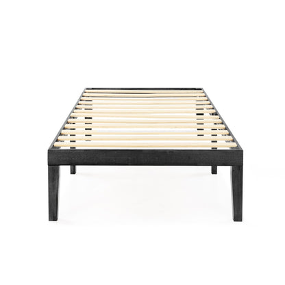 Cadre de lit plateforme en bois massif classique de 16 pouces, disponible en plusieurs finitions.
